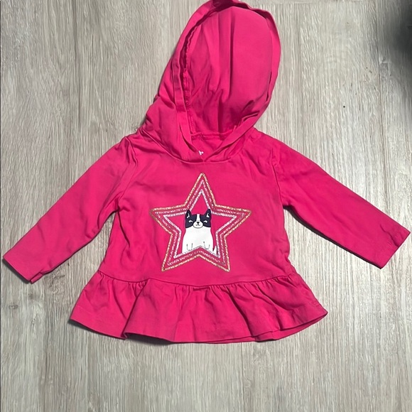 Carters Pink Hooded Toddler Top with Star Design 6M - Picture 1 of 1